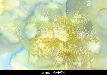 Aquarell Salz Marmor Hintergrund. Chrysanthemum flower Stockfoto
