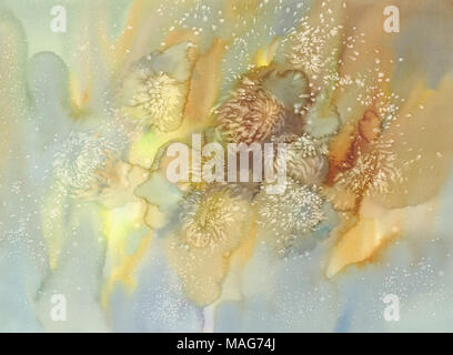 Aquarell Salz Marmor Hintergrund. Chrysanthemum flower Stockfoto