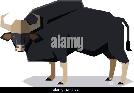 Flache geometrische Gaur Stock Vektor