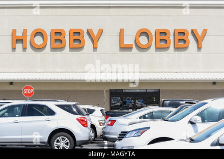 WILSON, NC - 28. März 2018: Die Hobby Lobby Eingang zur Lage in Wilson, NC. Stockfoto