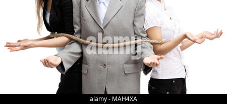 Bis zu schließen. Business Team von Seil gebunden Stockfoto