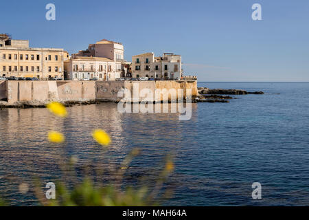 Waterfront von Ortigia Siracusa, Sizilien, Italien. Stockfoto
