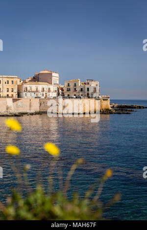 Waterfront von Ortigia Siracusa, Sizilien, Italien. Stockfoto