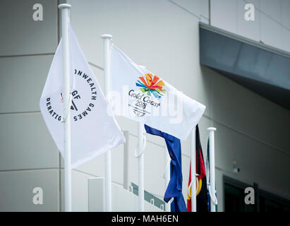 Eine allgemeine Ansicht der Commonwealth Games signage vor den Commonwealth Games 2018 in der Gold Coast, Australien. Stockfoto