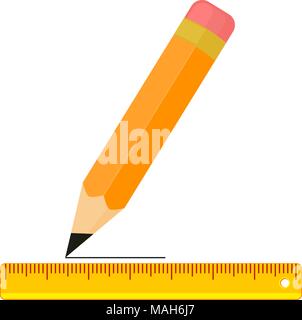Bunte cartoon Symbol poster Herrscher. Bildung Thema Vector Illustration für Geschenkkarte Zertifikat Banner, Aufkleber, Abzeichen, Zeichen, Stempel, Logo, Beschriftung, ico Stock Vektor
