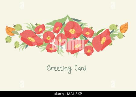 Grußkarten mit Blumen können als Einladungskarte für Hochzeit, Geburtstag und andere Urlaub und Sommer Hintergrund verwendet werden Stock Vektor
