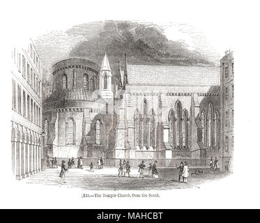 Der Temple Church, London, England, 19. Jahrhundert Szene aus dem Süden Stockfoto