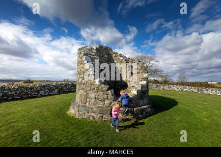 Klosteranlage Nendrum, Mahee Island, Strangford Lough, County Down, Nordirland Stockfoto