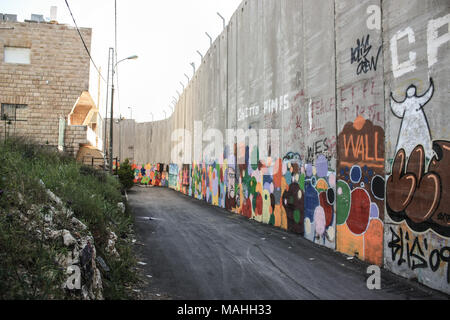 Trennwand zwischen den besetzten Palästinensischen Gebieten und Israel Stockfoto