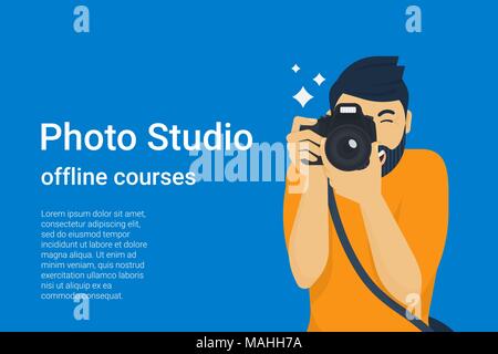 Glückliche Fotograf nimmt ein Foto Stock Vektor