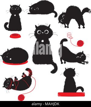 Schwarz kitty spielen Stock Vektor
