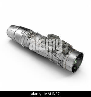 Turbofan Engine auf Weiß. 3D-Illustration, Freistellungspfad Stockfoto