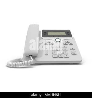 VOIP-Telefon IP-Telefon isoliert auf einem weißen. 3D-Illustration, Freistellungspfad Stockfoto