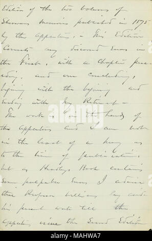 Erklärt, dass er seine Memoiren revidiert hat und eine zweite Auflage wurde vorbereitet und zu Appleton Verlage geschickt. Titel: Brief unterzeichnet W.T. Sherman, 912 Garnison Avenue, St. Louis, MO., Henry S. Allen, New York, April 4, 1886. 4. April 1886. Sherman, William T. (William Tecumseh), 1820-1891 Stockfoto