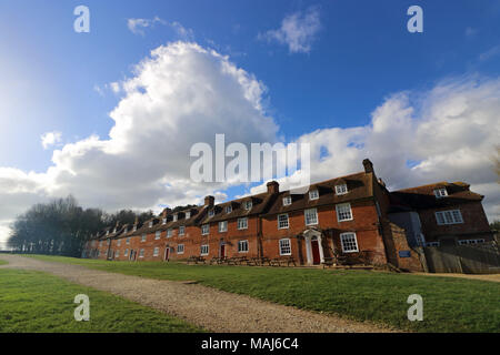 Der Buckler Hart ist ein Weiler an den Ufern der Beaulieu River in der englischen Grafschaft Hampshire gelegen, mit seiner Georgianischen Cottages. Stockfoto