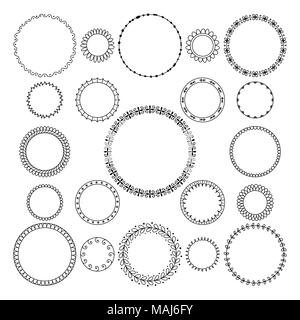 Vektor einrichten von runden und kreisförmige dekorative Muster für Design. Schwarzen geometrischen Rahmen Stock Vektor