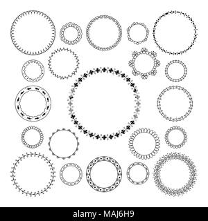 Vektor einrichten von runden und kreisförmige dekorative Muster für Design Frameworks und Banner. Schwarzen geometrischen Rahmen Stock Vektor