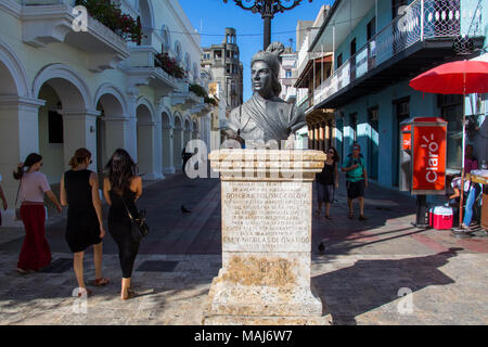 Skulptur von Don Bartolomé Doppelpunkt oder Bartholomäus Columbus, Santo Domingo, Domnican Republik Stockfoto