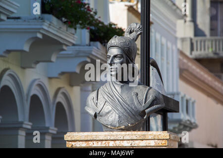 Skulptur von Don Bartolomé Doppelpunkt oder Bartholomäus Columbus, Santo Domingo, Domnican Republik Stockfoto