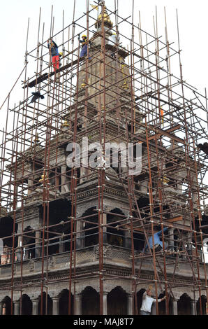 Die Wiederherstellung von Patan Tempel nach dem Erdbeben in 2015. Stockfoto