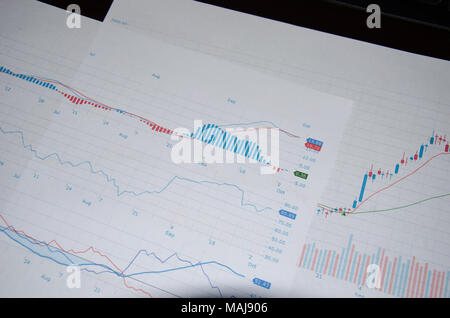 Business candle stick Grafik der Börse investment Trading auf Tisch. Stockfoto