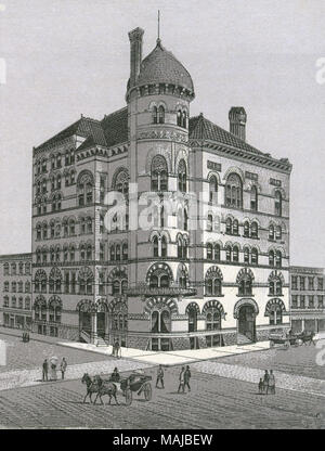 Antike c 1890 monochromen Druck von einem Souvenir album, Anzeigen der Union League Club Gebäude in Chicago, Illinois. Der Union League Club ist ein prominenter Social Club bei 65 West Jackson Boulevard in der Schleife neighborbood von Chicago. Bedruckt mit dem Glaser/Frey lithografischen Prozess, ein multi-Stein lithografischen Prozess in Deutschland entwickelt. Stockfoto