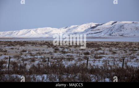 Winter scene Saskatchewan Badlands Big Muddy Tal Stockfoto