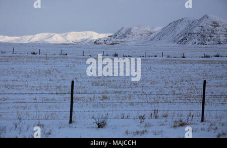 Winter scene Saskatchewan Badlands Big Muddy Tal Stockfoto