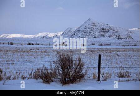 Winter scene Saskatchewan Badlands Big Muddy Tal Stockfoto