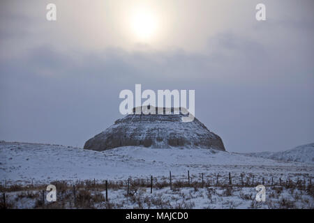 Winter scene Saskatchewan Badlands Big Muddy Tal Stockfoto