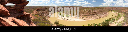 Natur für Fenster und Murchison River Panorama Foto. Kalbarri National Park. Coral Coast. Western Australia Stockfoto