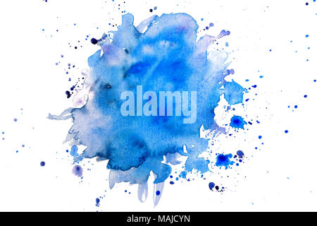 Blau Aquarell auf Papier Textur, handbemalte Element Stockfoto