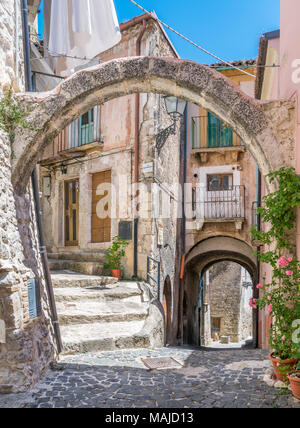 Malerische Anblick in Pacentro, Provinz L'Aquila, Abruzzen, Italien. Stockfoto