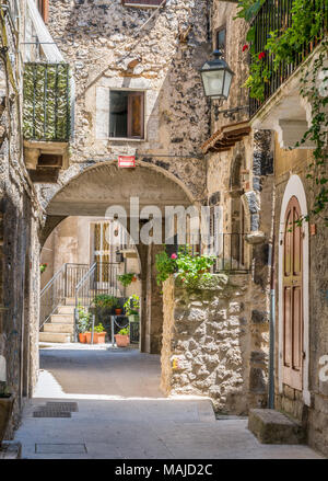 Malerische Anblick in Pacentro, Provinz L'Aquila, Abruzzen, Italien. Stockfoto