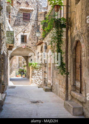 Malerische Anblick in Pacentro, Provinz L'Aquila, Abruzzen, Italien. Stockfoto