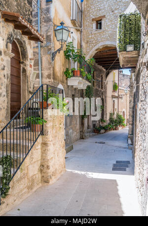 Malerische Anblick in Pacentro, Provinz L'Aquila, Abruzzen, Italien. Stockfoto