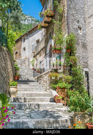 Malerische Anblick in Pacentro, Provinz L'Aquila, Abruzzen, Italien. Stockfoto