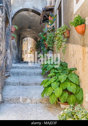 Malerische Anblick in Pacentro, Provinz L'Aquila, Abruzzen, Italien. Stockfoto