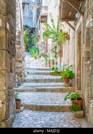 Malerische Anblick in Pacentro, Provinz L'Aquila, Abruzzen, Italien. Stockfoto