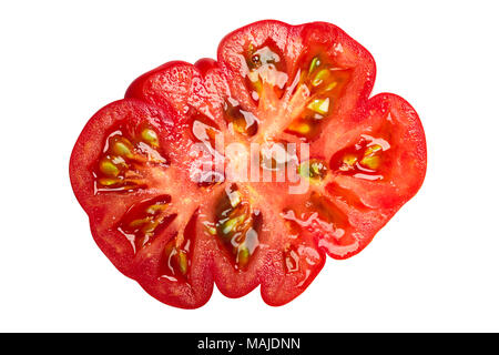 Costoluto di Parma gerippte heirloom Tomaten in Scheiben schneiden, Ansicht von oben Stockfoto