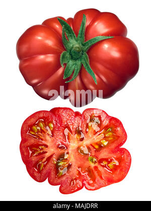 Costoluto di Parma gerippte heirloom Tomate, ganze eine Hälfte, Ansicht von oben Stockfoto