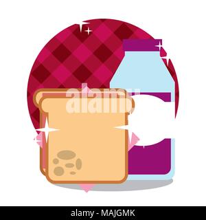 Picknick Sandwich und Traubensaft in Flasche Vector Illustration Stock Vektor