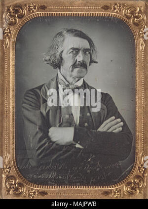 Portrait von James Kirker, ansonsten wie Don Santiago Kirker, König von New Mexico bekannt. Er war eine indische Kämpfer und Trapper, der in St. Louis von 1817-1821 lebte. Auf dieser Daguerreotypie ist krank schreiben, die umgedreht wird, die darauf hinweist, dass es sich um ein Duplikat. Diese Inschrift entlang der Unterseite der Daguerreotypie sagt auf Santiago Kirker, König von New York". Titel: James Kirker (Don Santiago Kirker, König von New Mexico), [indischen Kämpfer und Trapper, in St. Louis 1817-1821] lebte. . 1847. Thomas M. östlich Stockfoto