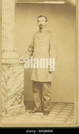 In voller Länge Porträt eines Mannes in Uniform. Zwei cent Stempel auf der Rückseite. "R B K 21.Oktober 1862" (auf Briefmarke geschrieben). Titel: Unbekannter Soldat (Verbündete). . 1862. R.B. Kice, Richmond Stockfoto