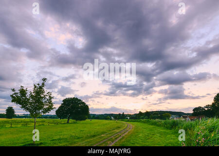 Sommer Abend in die Felder, die durch Hambeden Sperren Stockfoto