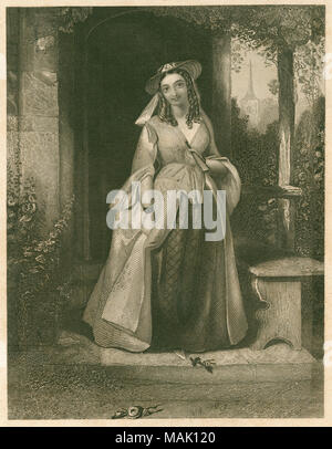 Antike c 1830 Stahlstich, Anne Seite von Shakespeareâ € ™ s Die lustigen Weiber von Windsor. Anne Seite ist Mistress Seite Tochter und in der Liebe mit Fenton. Quelle: ORIGINAL GRAVUR Stockfoto