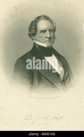 Büste Porträt eines Mannes in ziviler Kleidung. "Winfield Scott [Unterschrift] LIEUT. GEN. Der U. S. A.' (Abbildung unten). Titel: Winfield Scott, Generalleutnant (Union). . 1852. J.C. Buttre Stockfoto