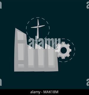 Industriebau und Ökologie ähnliche Symbole Um auf schwarzen Hintergrund, farbenfrohen Design. Vector Illustration Stock Vektor