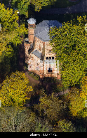 Alter Turm, das älteste sakrale Gebäude der Saarland, Mettlach, Saarland, Deutschland, Europa, Luftaufnahme, Vögel-Augen-blick, Luftbilder, Luftaufnahmen, Stockfoto