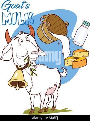 Vektor illustrationof ein Ziegen Milch große Lager Stock Vektor